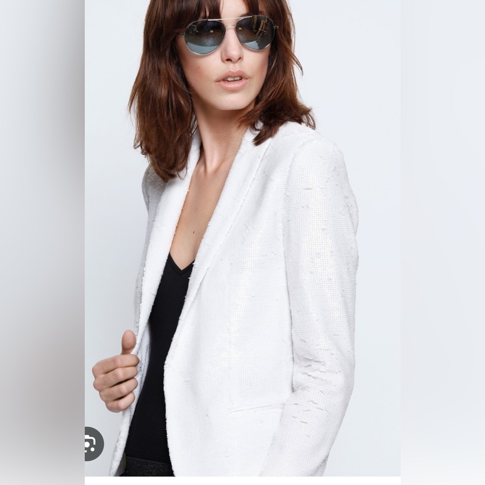 Zadig and Voltaire Virginie white sequin blazer size S NWOT